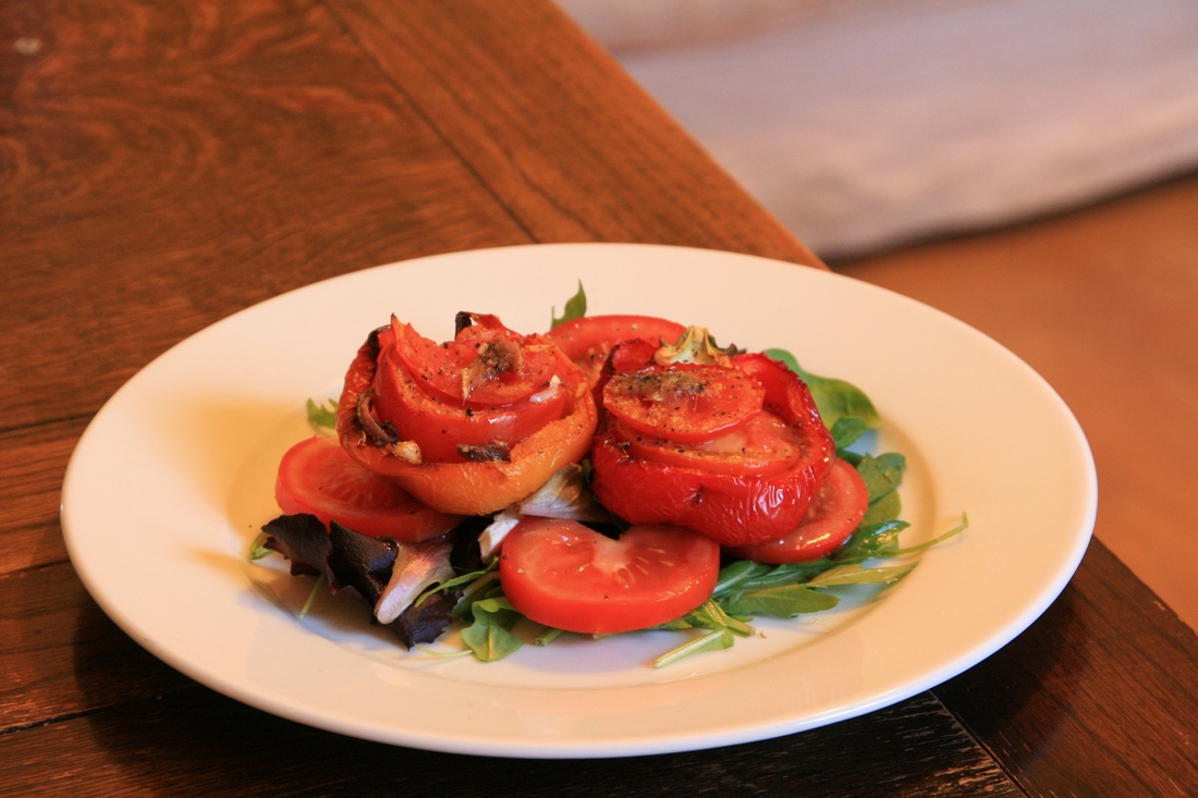 Roasted Peppers with Tomatoes and Anchovies