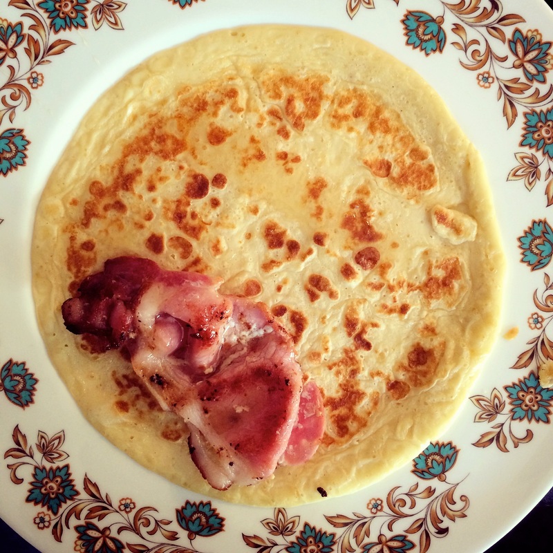 Easy Pancakes with Bacon and Honey