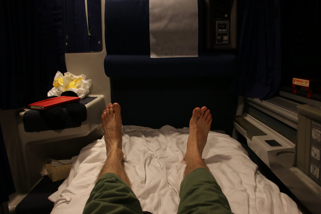In the sleeper, I can only apologise for my feet.